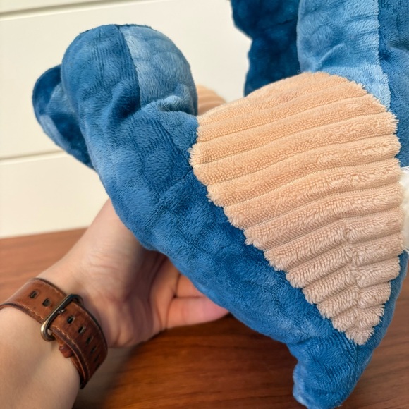 Hug Fun Triceratops Dinosaur Stuffed Animal Plush Blue Tan Ribbed Belly Dino - Picture 6 of 7